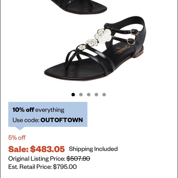 Chanel Leather Enamel Camellia Flower Sandals Sz 9 - Picture 2 of 10